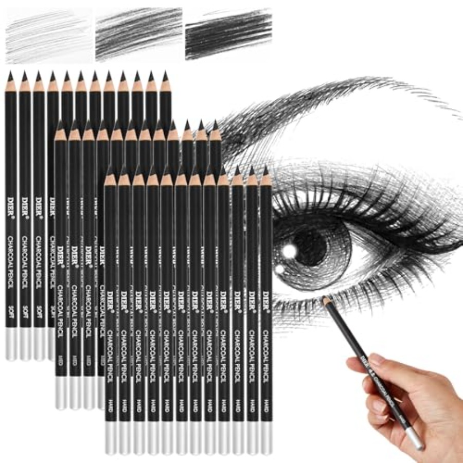 Sketching Charcoal Set - Juego de 36 Lápices de Carbón