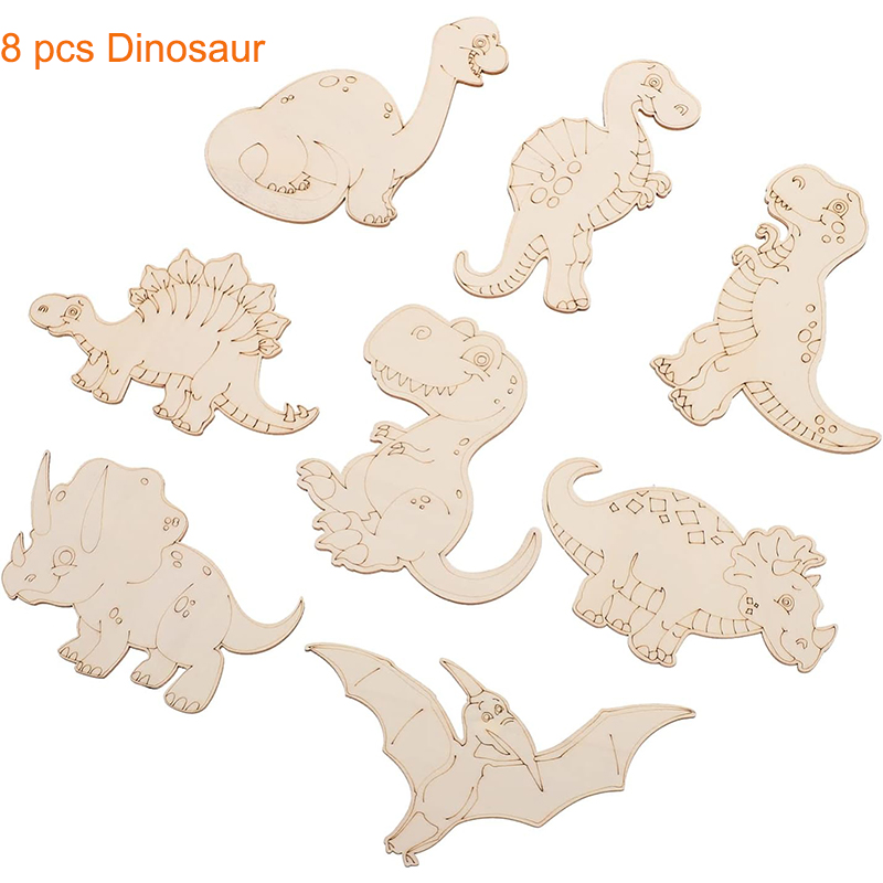 Art Craft Dinosaurs - 8/24 Piezas de Dinosaurios de Madera