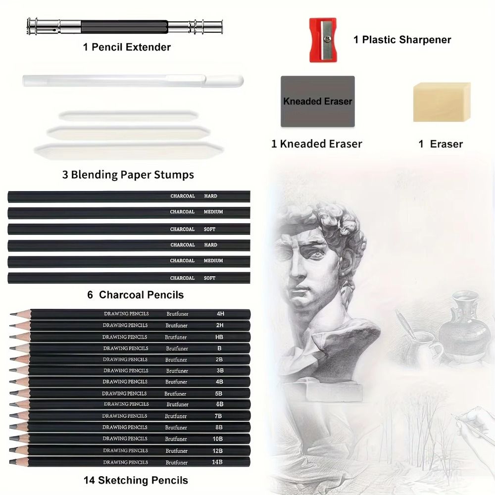 Kit de Dibujo con Sacapuntas,  - Sketching Charcoal Set reseña y precio