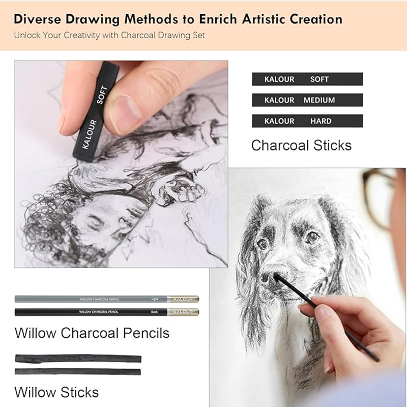 Kalour PDAS-Juego de arte para - Sketching Charcoal Set reseña y precio