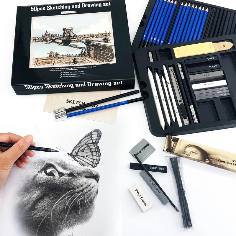 Juego de lápices para dibujar, - Sketching Charcoal Set reseña y precio
